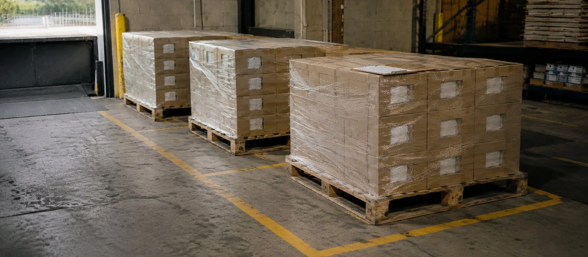 Palletized project staging at the dock